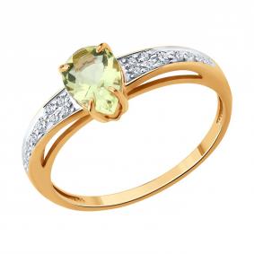 Золотое кольцо SOKOLOV 71-00391 с бриллиантом и кварцем 71-00391 фото