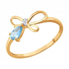 Золотое кольцо SOKOLOV 71-00393 с топазом и бриллиантом 71-00393 фото