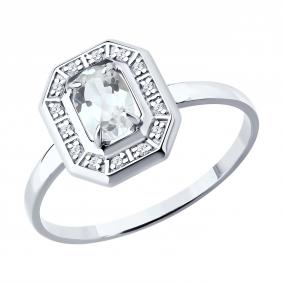 Золотое кольцо SOKOLOV 71-00410-3 с бриллиантом и горным хрусталём 71-00410-3 фото