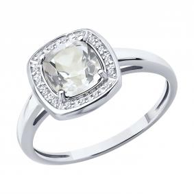 Золотое кольцо SOKOLOV 71-00412-3 с бриллиантом и горным хрусталём 71-00412-3 фото