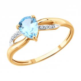 Золотое кольцо SOKOLOV 71-00415 с топазом и бриллиантом 71-00415 фото