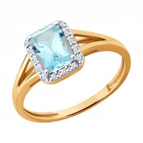 Золотое кольцо SOKOLOV 71-00416 с топазом и бриллиантом 71-00416 фото