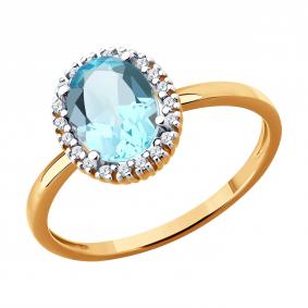 Золотое кольцо SOKOLOV 71-00422 с топазом и бриллиантом 71-00422 фото