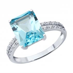 Золотое кольцо SOKOLOV 71-00424-3 с топазом и бриллиантом 71-00424-3 фото