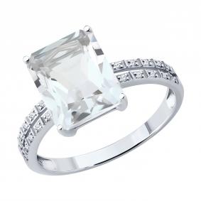 Золотое кольцо SOKOLOV 71-00425-3 с бриллиантом и горным хрусталём 71-00425-3 фото