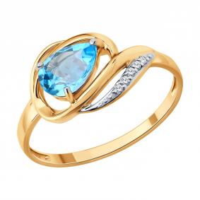 Золотое кольцо SOKOLOV 71-00427 с топазом и бриллиантом 71-00427 фото