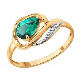 Золотое кольцо SOKOLOV 71-00429 с бриллиантом и гидротермальным изумрудом 71-00429 фото