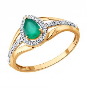 Золотое кольцо SOKOLOV 71-00431 с бриллиантом и агатом 71-00431 фото