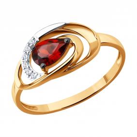 Золотое кольцо SOKOLOV 71-00432 с бриллиантом и гранатом 71-00432 фото