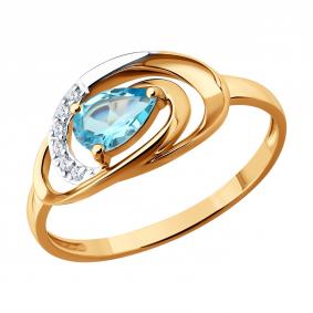 Золотое кольцо SOKOLOV 71-00433 с топазом и бриллиантом 71-00433 фото
