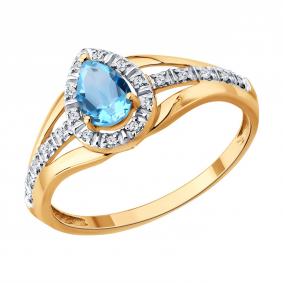 Золотое кольцо SOKOLOV 71-00436 с топазом и бриллиантом 71-00436 фото