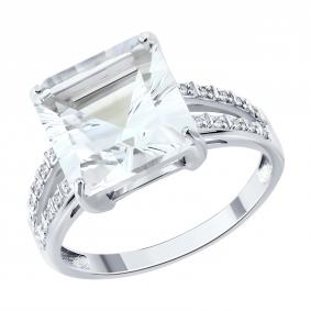 Золотое кольцо SOKOLOV 71-00438-3 с бриллиантом и горным хрусталём 71-00438-3 фото