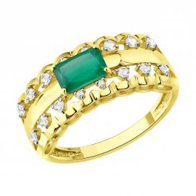 Золотое кольцо SOKOLOV 71-00440-2 с бриллиантом, агатом и горным хрусталём 71-00440-2 фото