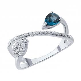 Золотое кольцо SOKOLOV 71-00443-3 с бриллиантом и Лондон топазом 71-00443-3 фото