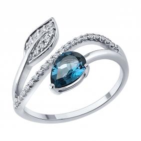 Золотое кольцо SOKOLOV 71-00444-3 с бриллиантом и Лондон топазом 71-00444-3 фото