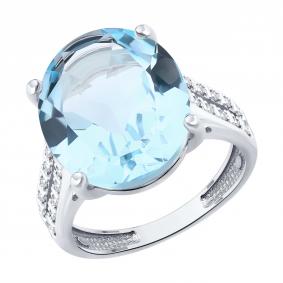 Кольцо из белого золота SOKOLOV 71-00448-3 с топазом и бриллиантом 71-00448-3 фото