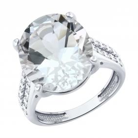 Кольцо из белого золота SOKOLOV 71-00449-3 с бриллиантом и горным хрусталём 71-00449-3 фото