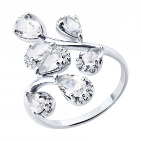 Золотое кольцо SOKOLOV 71-00458-3 с бриллиантом и горным хрусталём 71-00458-3 фото