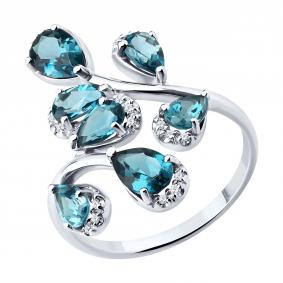 Золотое кольцо SOKOLOV 71-00460-3 с бриллиантом и Лондон топазом 71-00460-3 фото