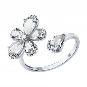 Кольцо из белого золота SOKOLOV 71-00461-3 с топазом, бриллиантом и горным хрусталём 71-00461-3 фото