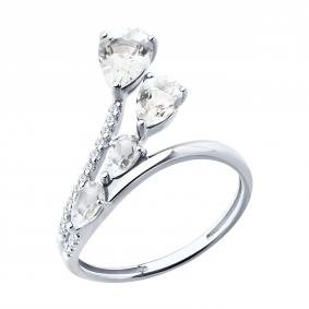 Кольцо из белого золота SOKOLOV 71-00464-3 с бриллиантом и горным хрусталём 71-00464-3 фото