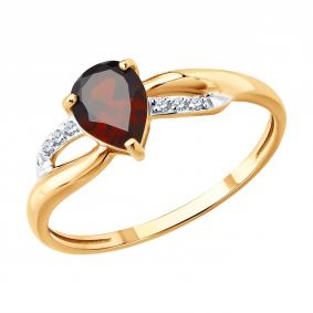 Золотое кольцо SOKOLOV 71-00468 с бриллиантом и гранатом 71-00468 фото