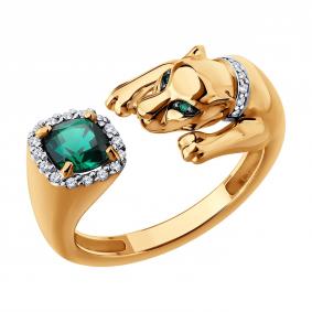 Золотое кольцо SOKOLOV 71-00471 с бриллиантом и гидротермальным изумрудом 71-00471 фото