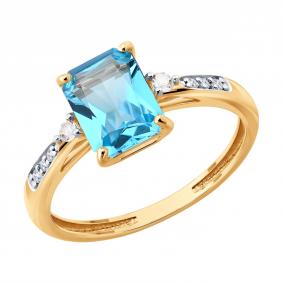 Золотое кольцо SOKOLOV 71-00473 с топазом, бриллиантом и горным хрусталём 71-00473 фото