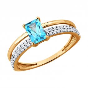 Золотое кольцо SOKOLOV 71-00475 с топазом и бриллиантом 71-00475 фото