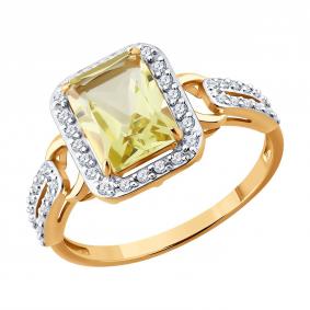 Золотое кольцо SOKOLOV 71-00476 с бриллиантом и кварцем 71-00476 фото