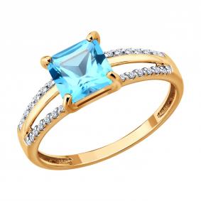 Золотое кольцо SOKOLOV 71-00477 с топазом и бриллиантом 71-00477 фото