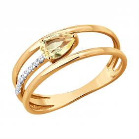 Золотое кольцо SOKOLOV 71-00479 с бриллиантом и кварцем 71-00479 фото