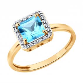 Золотое кольцо SOKOLOV 71-00481 с топазом и бриллиантом 71-00481 фото