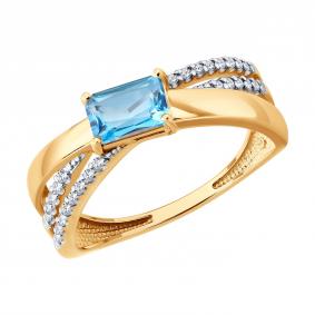 Золотое кольцо SOKOLOV 71-00482 с топазом и бриллиантом 71-00482 фото