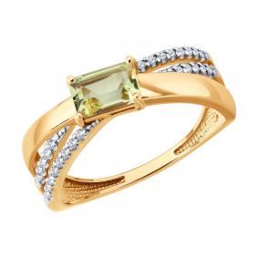 Золотое кольцо SOKOLOV 71-00483 с бриллиантом и кварцем 71-00483 фото