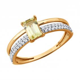 Золотое кольцо SOKOLOV 71-00484 с бриллиантом и кварцем 71-00484 фото