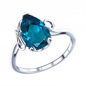 Кольцо из белого золота SOKOLOV 712869 с фианитом и Лондон топазом 712869 фото