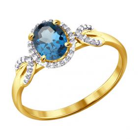 Кольцо из лимонного золота SOKOLOV 713802-2 с фианитом и Лондон топазом 713802-2 фото