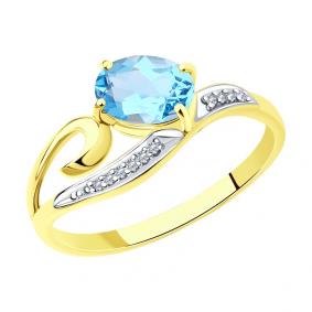 Кольцо из лимонного золота SOKOLOV 713841-2 с топазом и фианитом 713841-2 фото