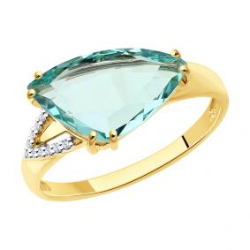 Кольцо из лимонного золота SOKOLOV 714115-2 с фианитом и кварцем 714115-2 фото