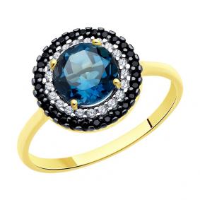 Кольцо из лимонного золота SOKOLOV 714973-2 с фианитом и Лондон топазом 714973-2 фото