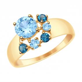 Золотое кольцо SOKOLOV 715004 с топазом и Лондон топазом 715004 фото