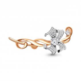 Золотая брошь AQUAMARINE 71508А с фианитом 71508А фото