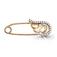 Золотая булавка AQUAMARINE 71518А с фианитом 71518А фото