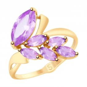 Золотое кольцо SOKOLOV 715202 с аметистом 715202 фото