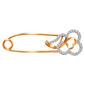 Золотая булавка AQUAMARINE 71521А с фианитом 71521А фото