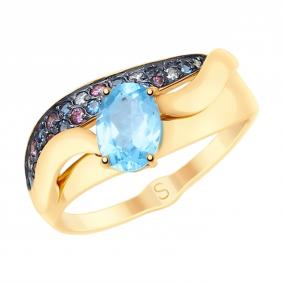 Золотое кольцо SOKOLOV 715270 с топазом, фианитом и Swarovski 715270 фото