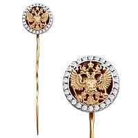 Золотая брошь AQUAMARINE 71529А с фианитом 71529А фото