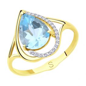 Кольцо из лимонного золота SOKOLOV 715577-2 с топазом и фианитом 715577-2 фото