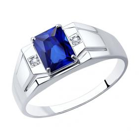 Кольцо из белого золота SOKOLOV 715739-3 с фианитом и сапфировым корундом 715739-3 фото